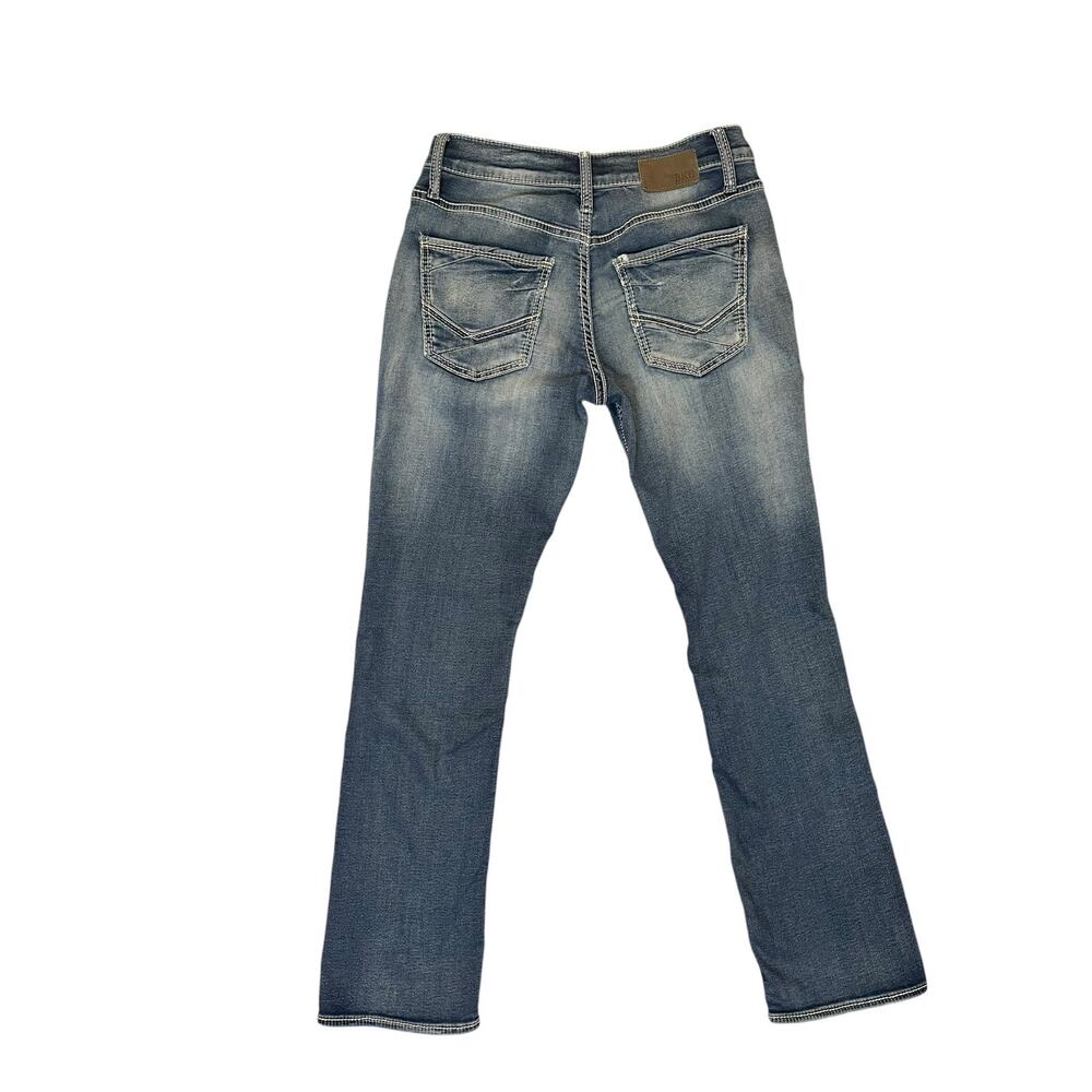 Buckle BKE Men’s Jake Straight Size 30X32 Medium Blue Whiskering Stretch